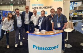 Ben Kele and Tony Kodel visit the Primozone booth at WEFTEC22