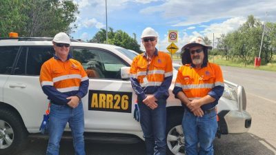Jerry Hanna from Clearflow Group and Richard Williamson & Andrew Kele from Arris touring Mine Sites in the Bowen Basin